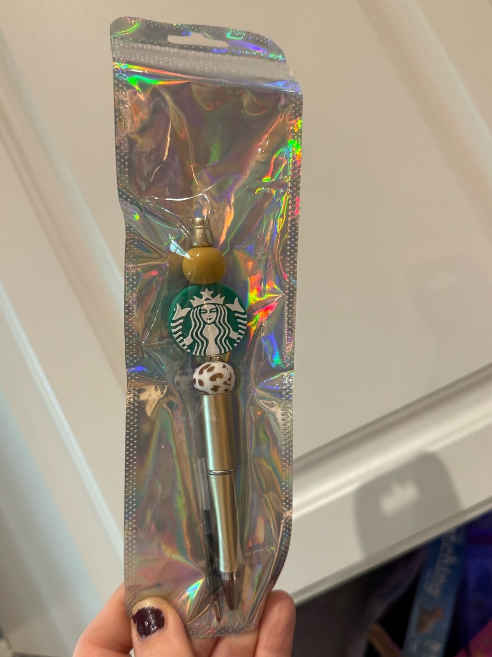 Starbucks Branded Gold and Green Beaded Ballpoint Pen